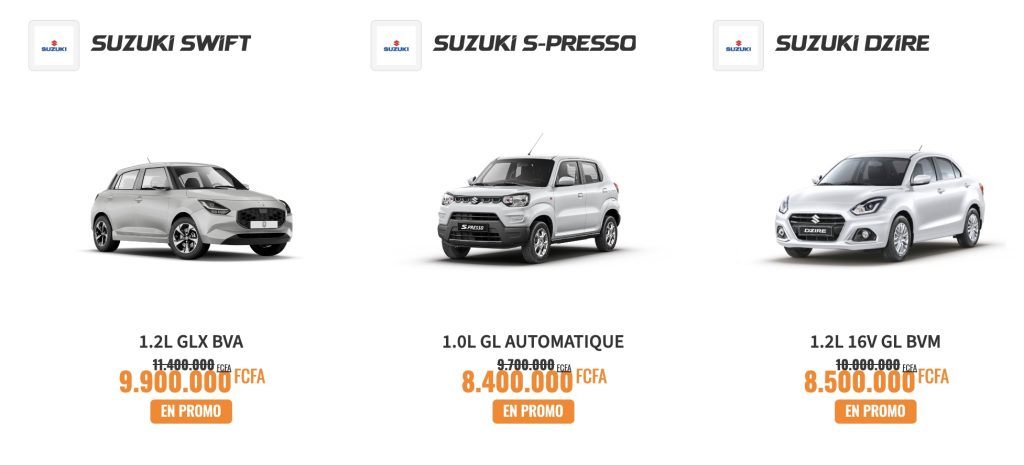 Comparatif SUZUKI SWIFT VS SUZUKI S-PRESSO VS SUZUKI DZIRE 