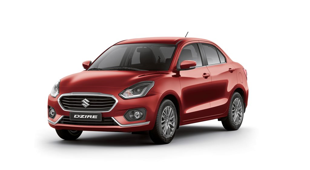 La Suzuki Dzire en couleur rouge pour plus d'élégance