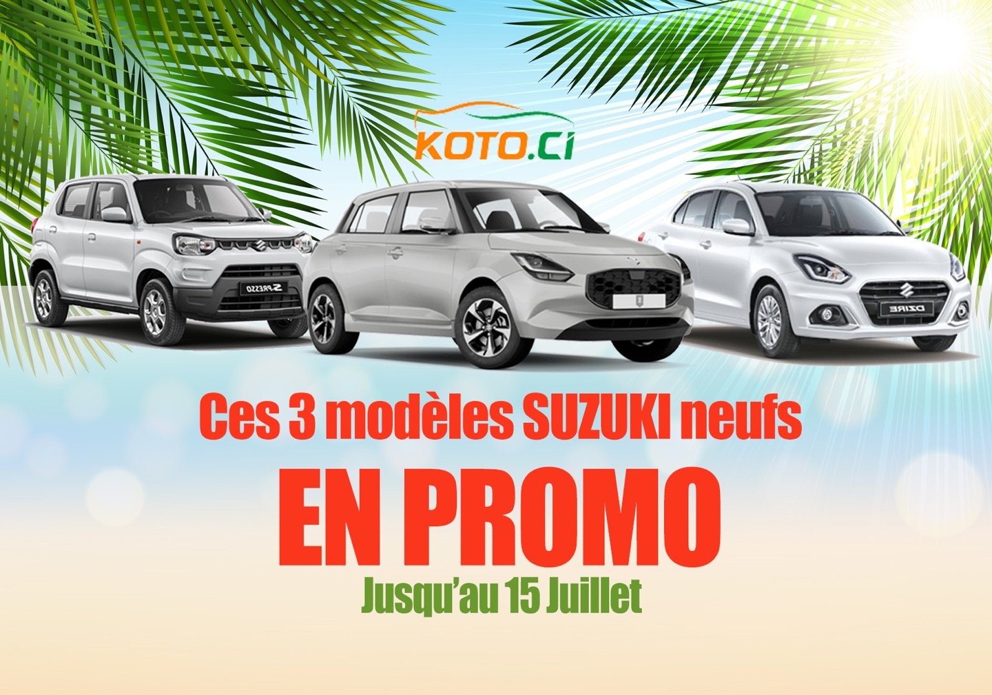 Ces 3 modèles Suzuki neufs en Promo jusqu’au 15 juillet